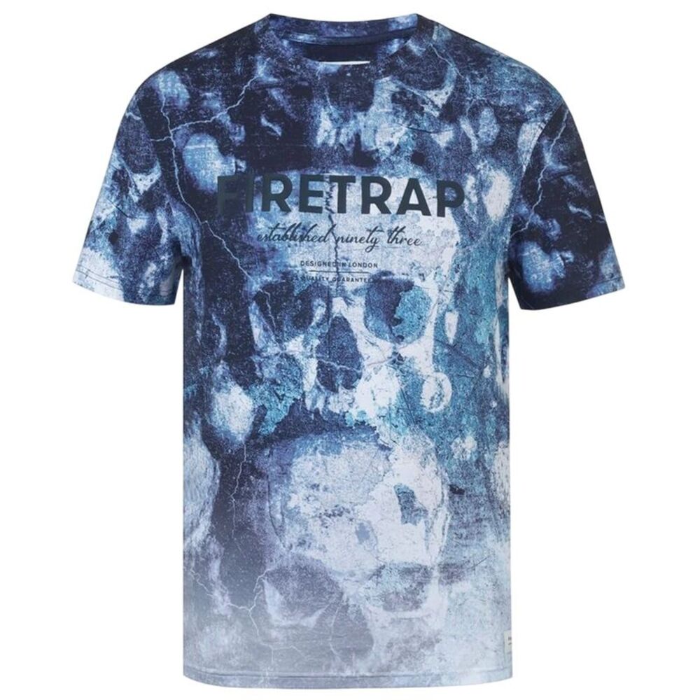 Firetrap Mens Sub Skulls T-Shirt / Navy